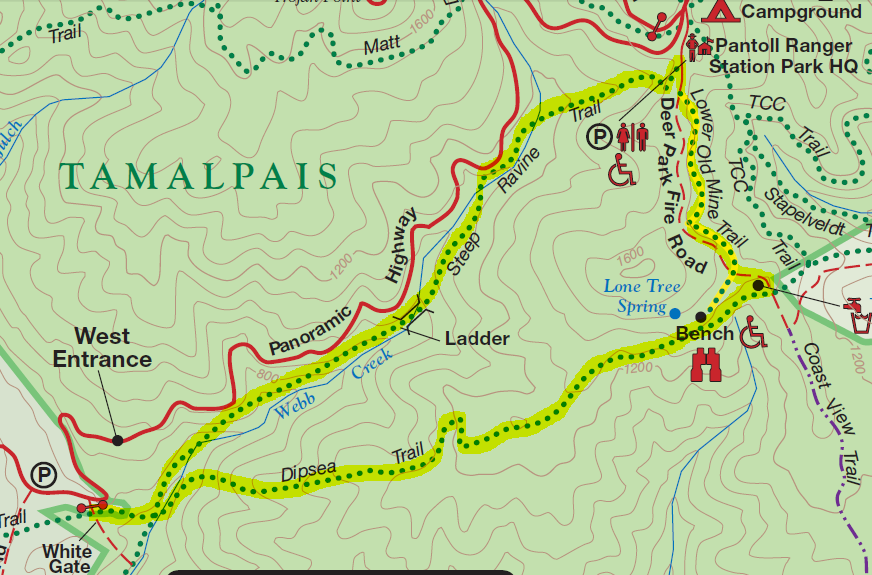 Mount Tamalpais State Park Map Dipsea Trail – Steep Ravine Trail Loop (Mount Tamalpais State Park 